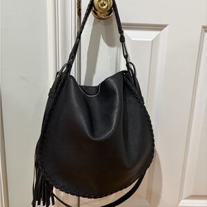 All Saints Black Hobo Bag with Braided Trim